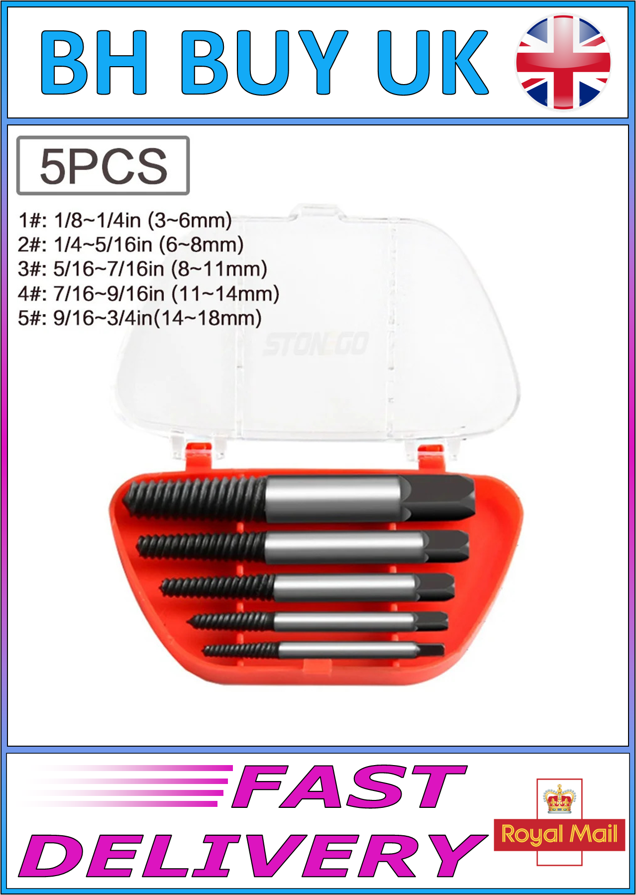 5 x SCREW EXTRACTOR SET