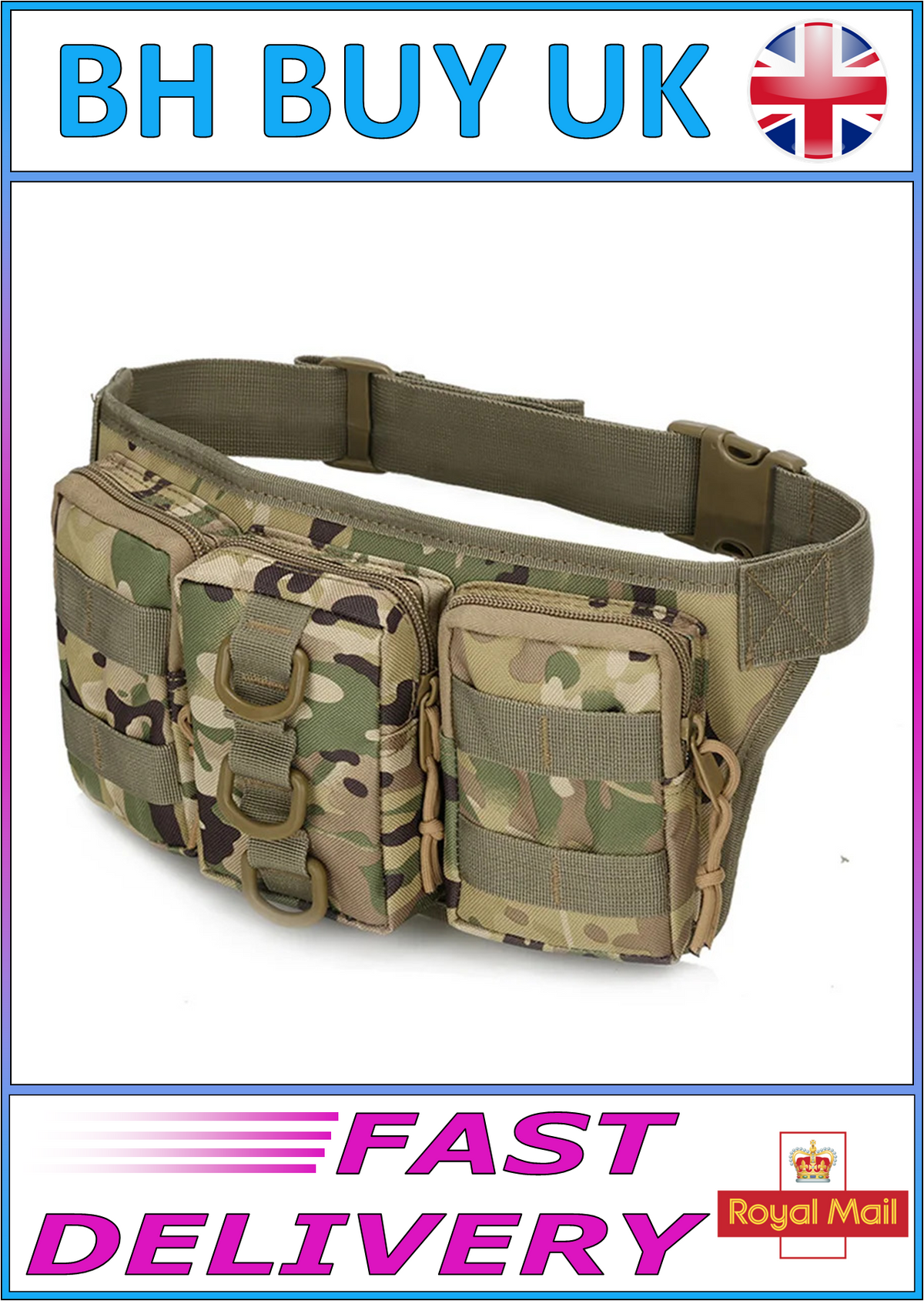 TACTICAL WAIST BAG HUNTING MOLLE POUCH TRIPLE POCKET OUTDOOR CAMPING CYCLING
