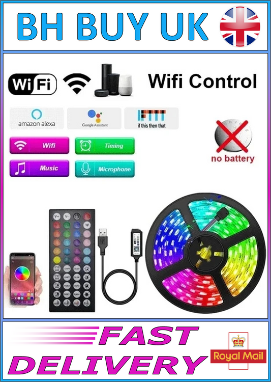 10M USB 5050 RGB LED LIGHT STRIP WITH REMOTE & WIFI CONTROL