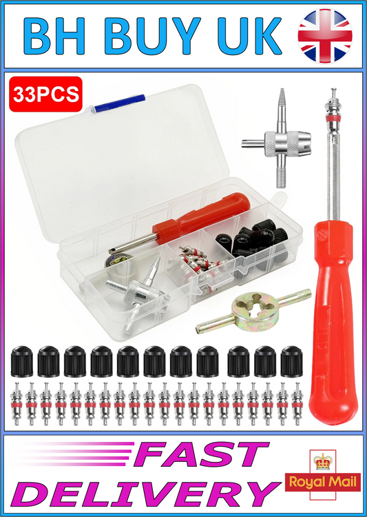 33 PART KIT - TYRE VALVE REMOVER & REPAIR KIT
