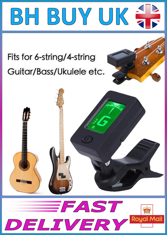 PROFESSIONAL CLIP ON 360 DEGREE ACOUSTIC GUITAR TUNER WITH LCD SCREEN