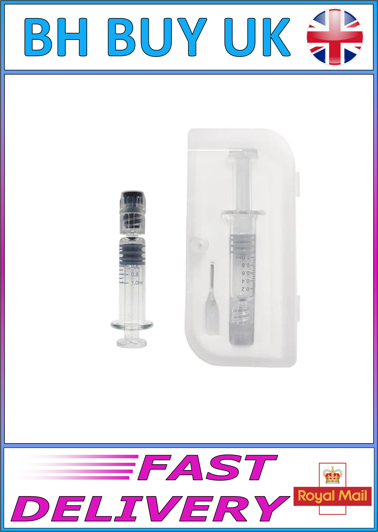 1ml REUSABLE GLASS SYRINGE & DISPENSING NEEDLE IN CASE
