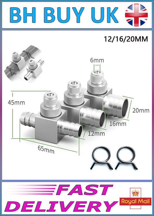 AQUARIUM CO2 INJECTION TEE FITTING 12 16 20mm