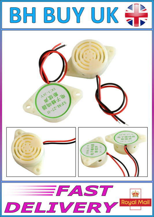 4 x INTERMITTENT BEEP HIGH DECIBEL DC BUZZER 3-24V
