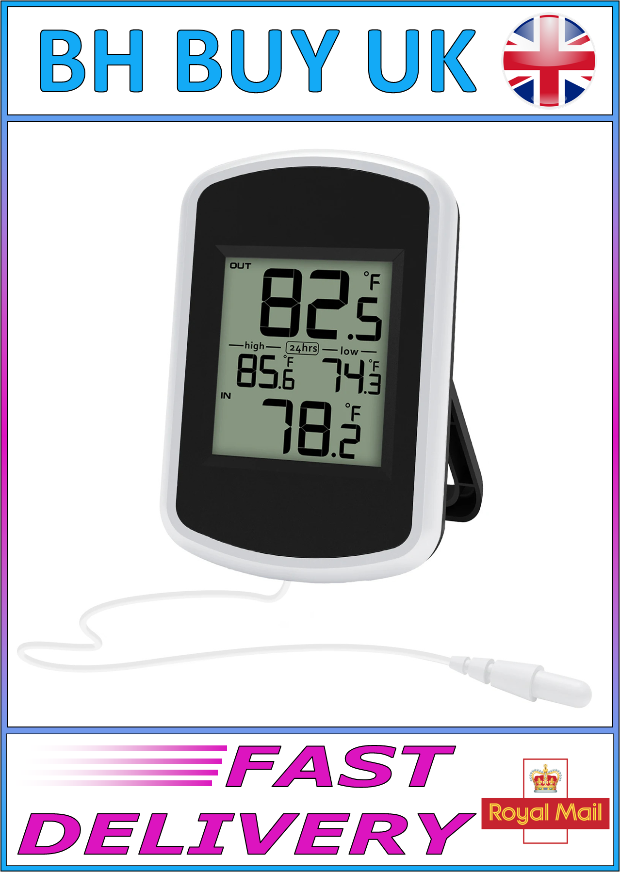 BIG SCREEN DIGITAL POND / AQUARIUM DUAL TEMPERATURE MONITOR, THERMOMETER.