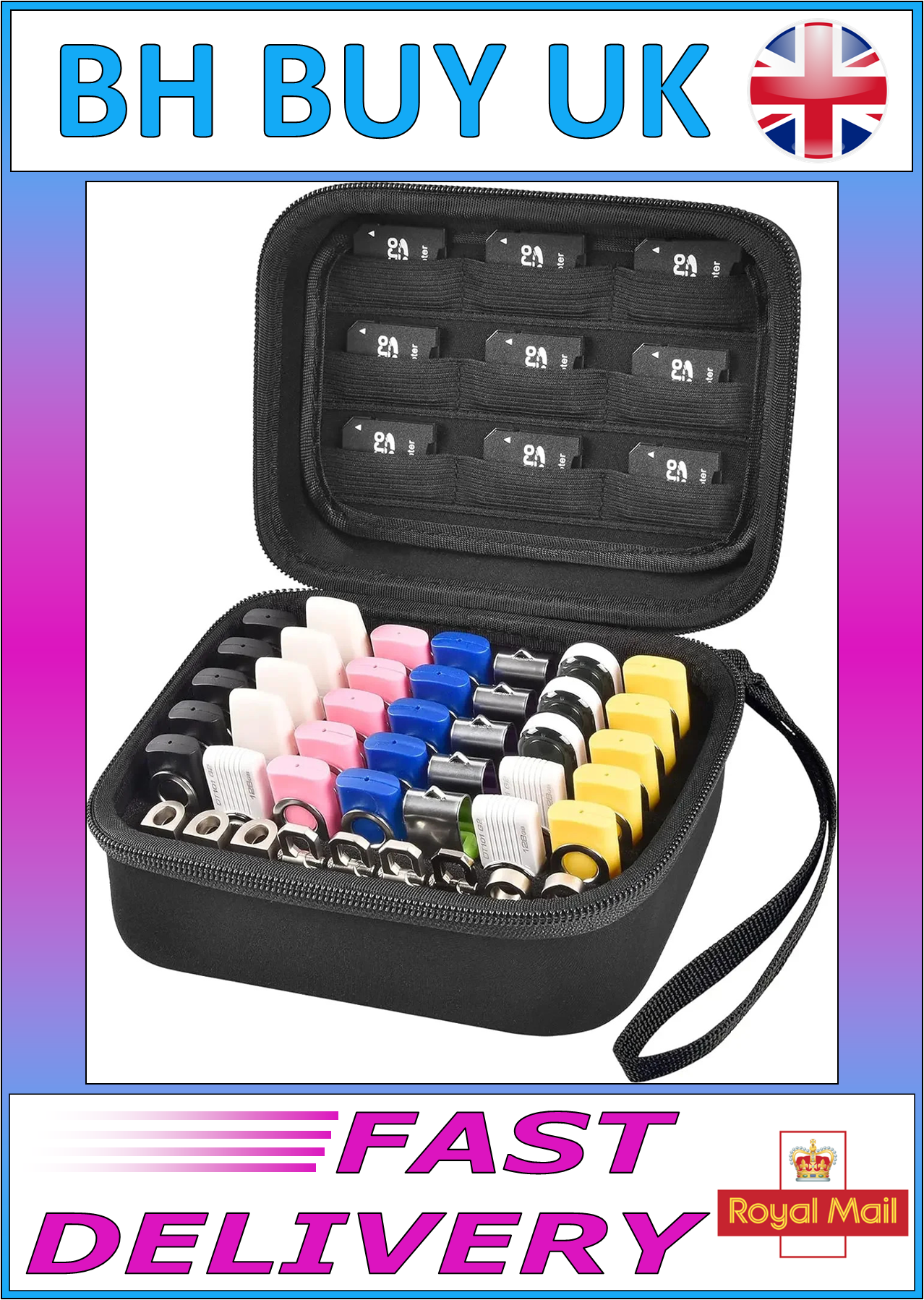 USB FLASH DRIVE HARD STORAGE CASE SD CARD