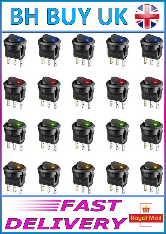 20 x ON OFF ROCKER SWITCH WITH LED