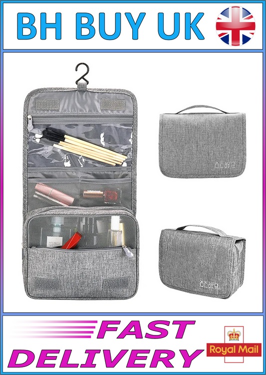 PORTABLE TOILETRY WASH BAG BLACK GREY BLUE