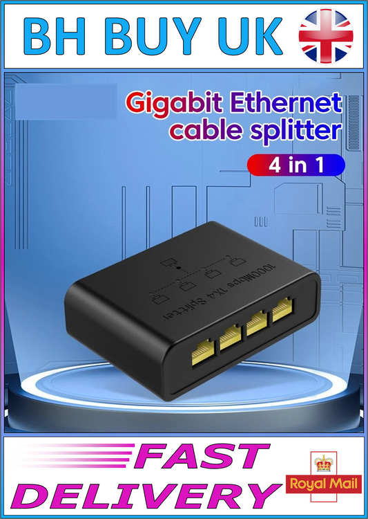 4 WAY RJ45 NETWORK SPLITTER 1000mbs