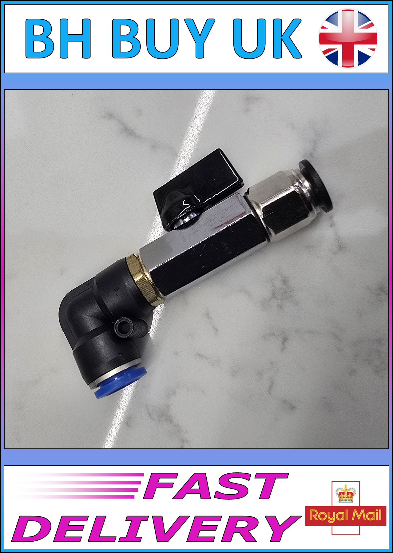 EVOLUTION AQUA 3/8" MINI BALL VALVE, BSP, 12mm PUSH FIT CONNECTOR EASYPOD