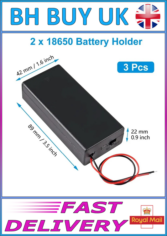 18650 TWIN SWITCHED BATTERY HOLDER x 3