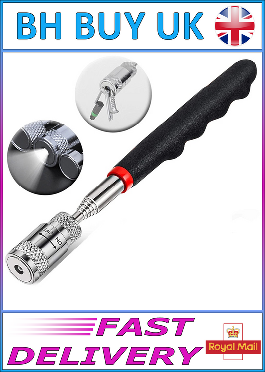 TELESCOPIC MAGNETIC PICKUP TOOL 78cm FLEXIBLE MAGNET PEN WITH LED LIGHT
