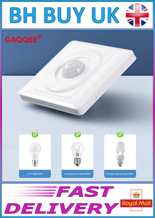 AC 220V LED PIR MOTION SENSOR SINGLE FACE PLATE LIGHT SWITCH