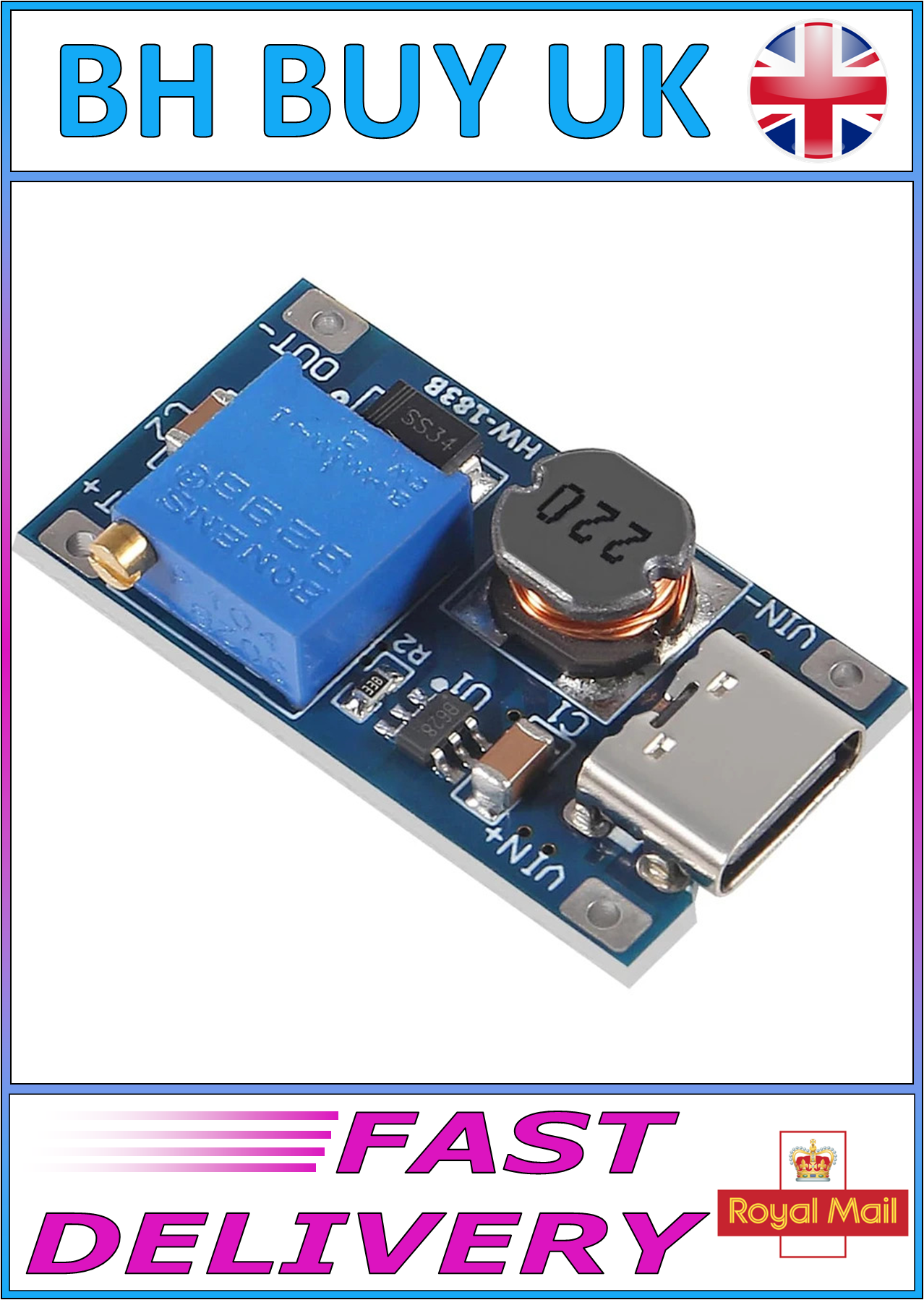 TYPE C MT3608 ADJUSTABLE STEP DC - DC BOOST CONVERTER