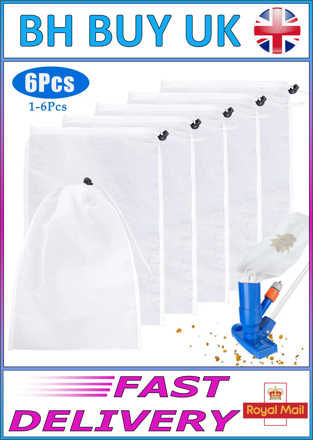 6 x POOL / POND VACUUM REPLACEMENT BAGS