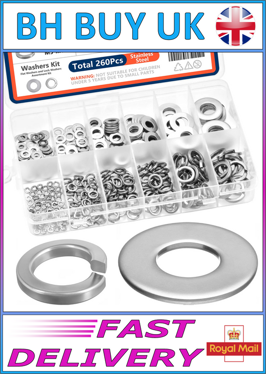 260 x LOCK & FLAT WASHER KIT STAINLESS STEEL