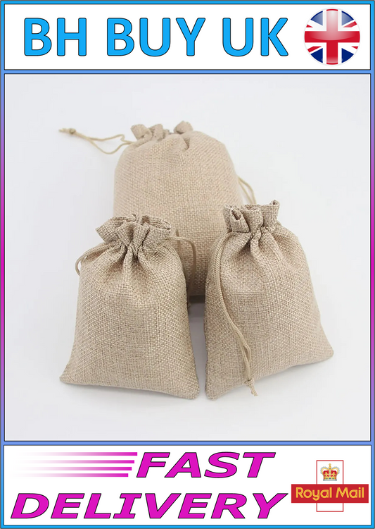 15 x COTTON HEMP GIFT BAGS 15mm x 20mm