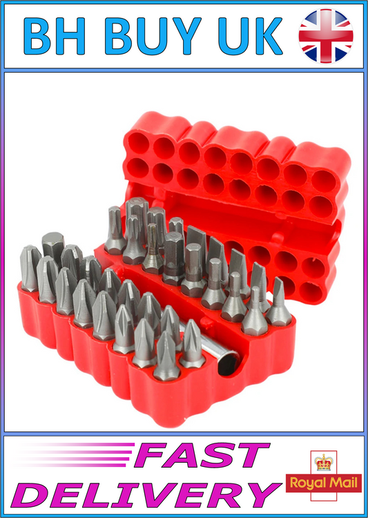 33 PIECE SCREWDRIVER BIT SET WITH MAGNETIC BIT HOLDER IN CASE