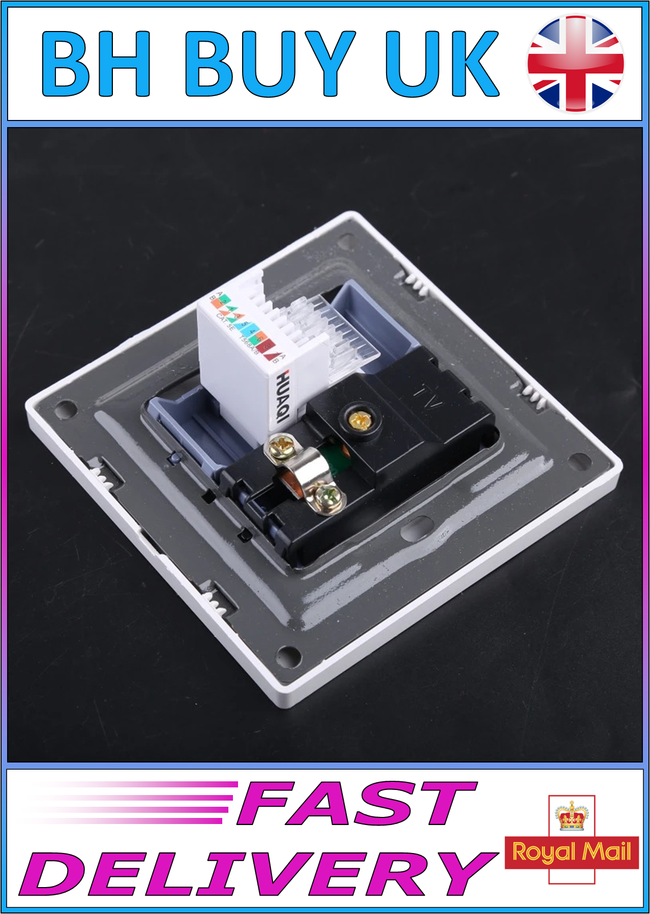 RJ45 & TV CONNECTION FACEPLATE NETWORK