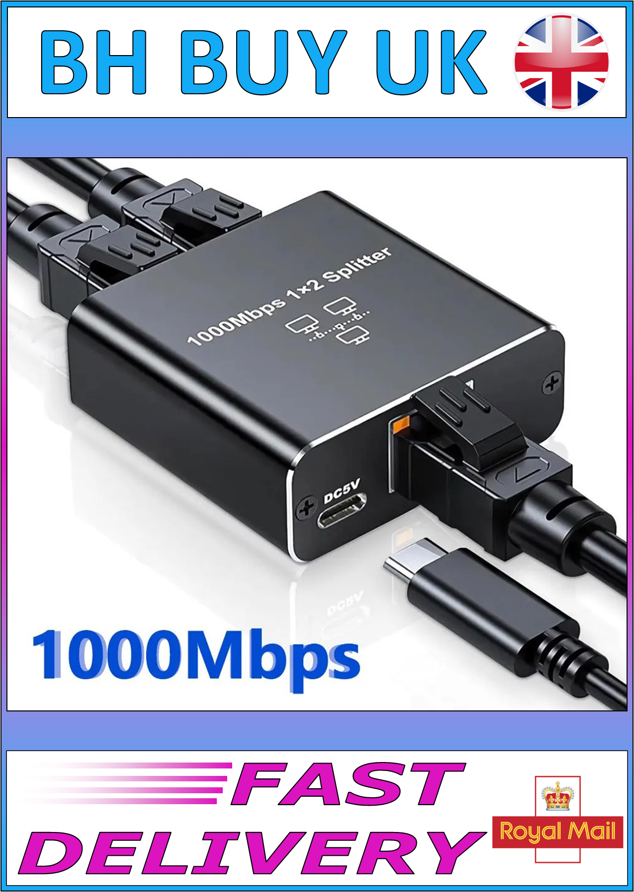 2 WAY RJ45 SPLITTER SWITCH 1000MBPS