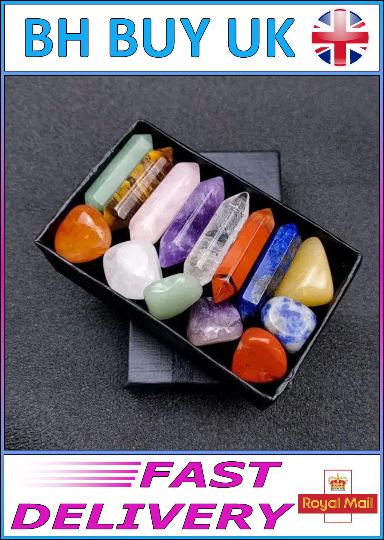 14 x NATURAL STONE CHAKRA CRYSTALS