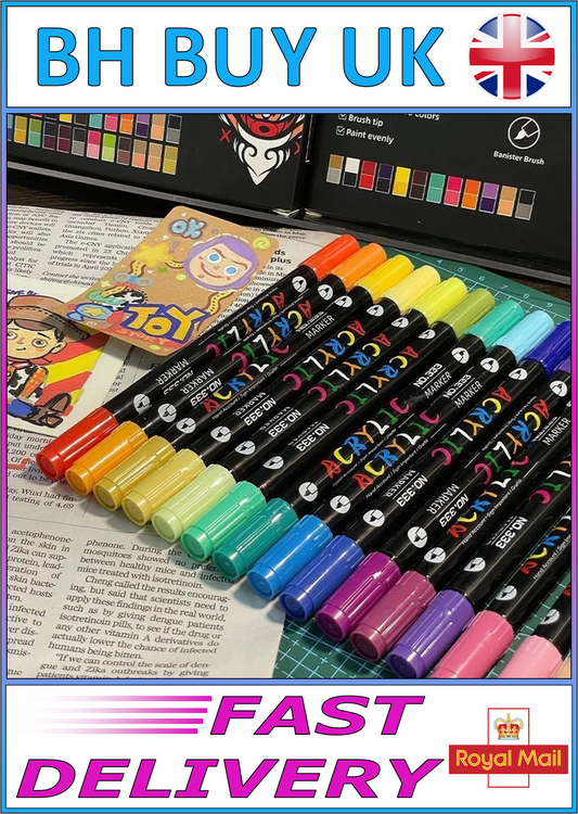 24 COLOUR ACRYLIC MARKER SET - DUAL ENDED
