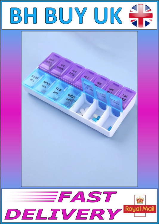 WEEKLY 7 DAY 14 GRID PILL BOX AM PM