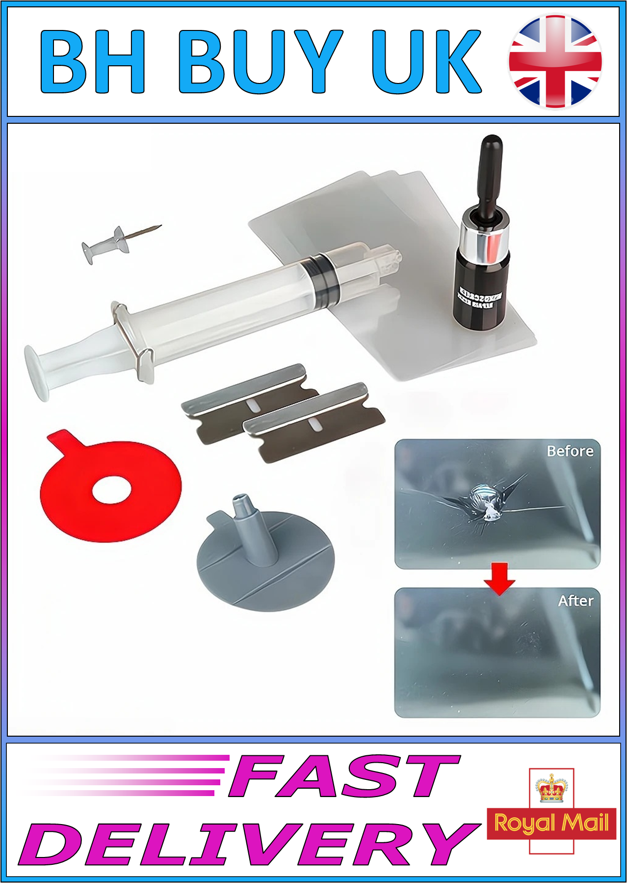 CAR WINDSCREEN CHIP REPAIR KIT