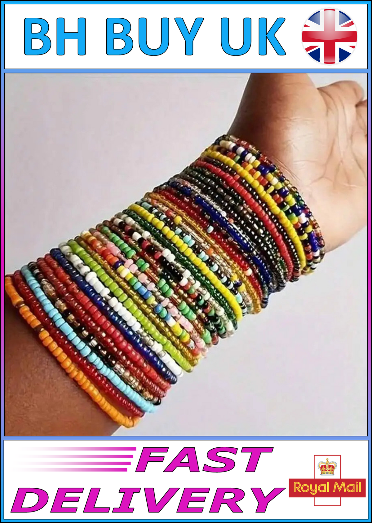 17 x COLOURFUL BOHO BEADED BRACELET SET – ELASTIC STACKABLE STRETCH BRACELETS 01