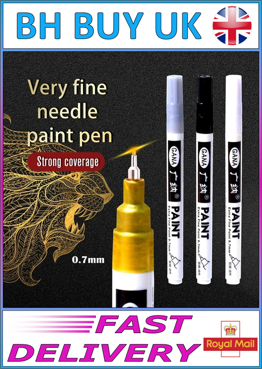 4 x PERMANENT MARKER PEN 0.7mm GOLD SILVER WHITE BLACK
