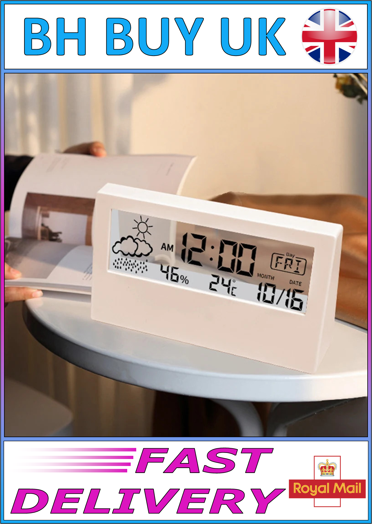 LED THERMOMETER ALARM CLOCK HYGROMETER STATION