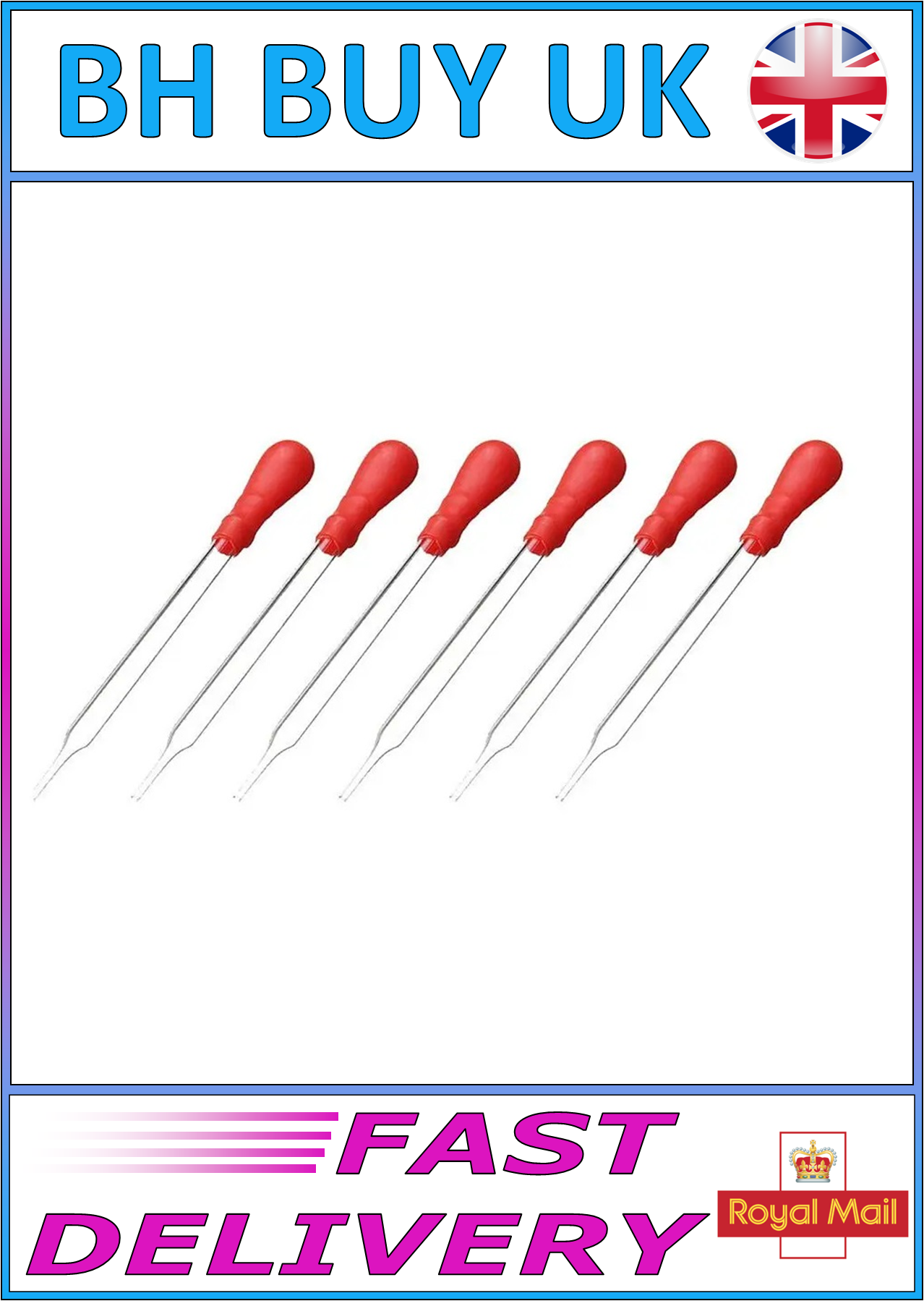 5 x GLASS 10ml PIPETTE RUBBER FILLER BULB