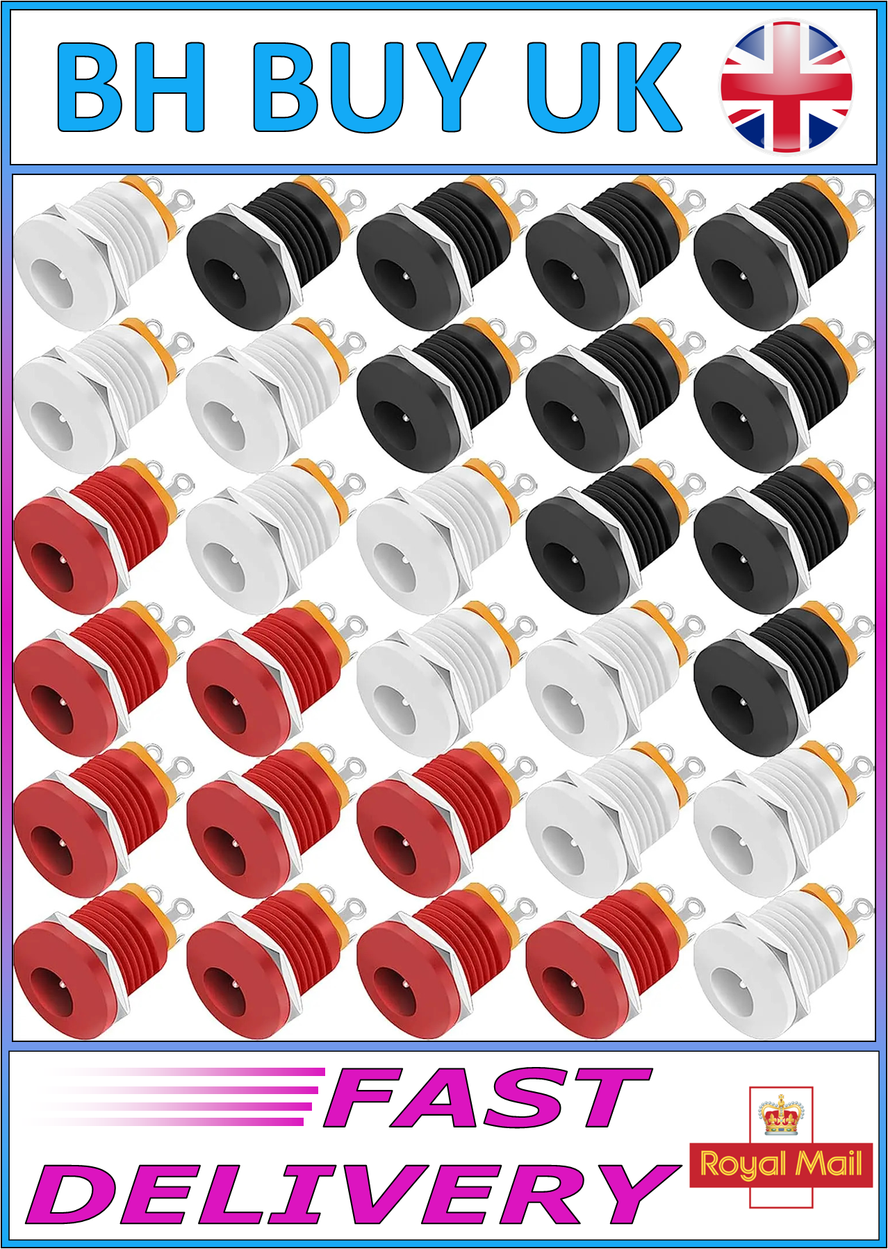30 x 2.1mm BARREL JACK 5.5x2.1mm FEMALE DC PORT