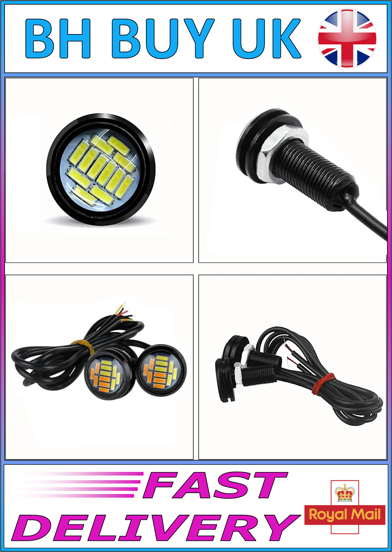 4 x LED CAR AUTO DRL DAYTIME RUNNING LIGHT 12V 15W
