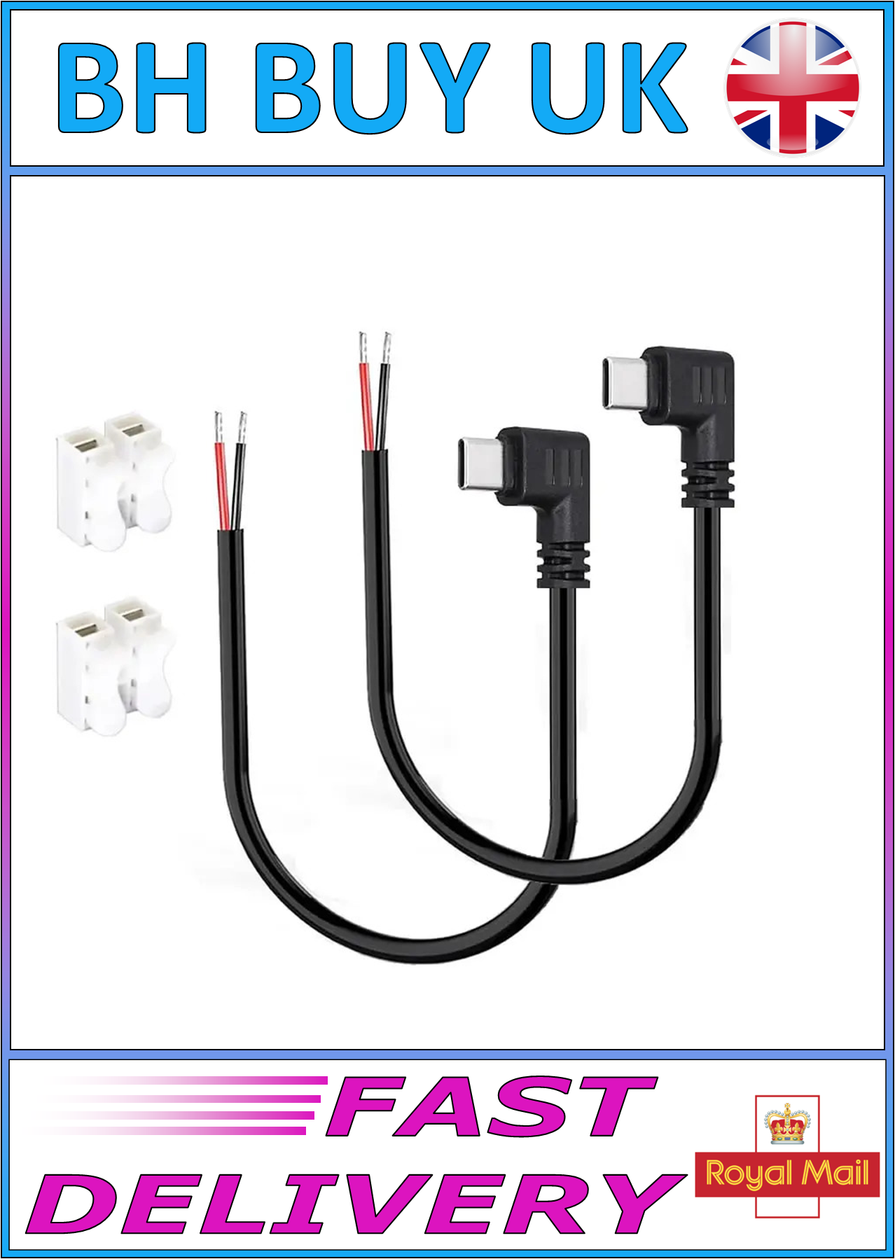 5 x USB TYPE C PRE WIRED 90 DEGREE 2 PIN