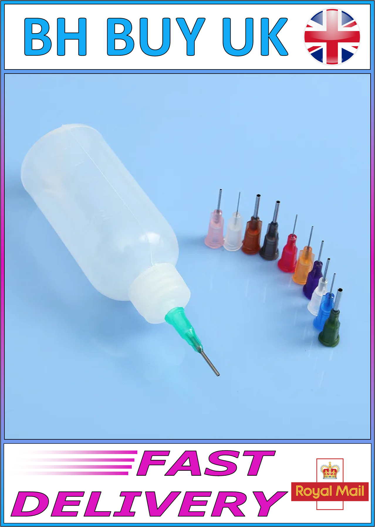 50ml TRANSPARENT GLUE BOTTLE WITH NEEDLE TIPS