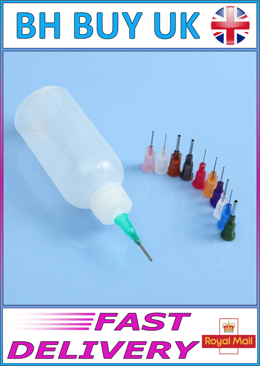 50ml TRANSPARENT GLUE BOTTLE WITH NEEDLE TIPS