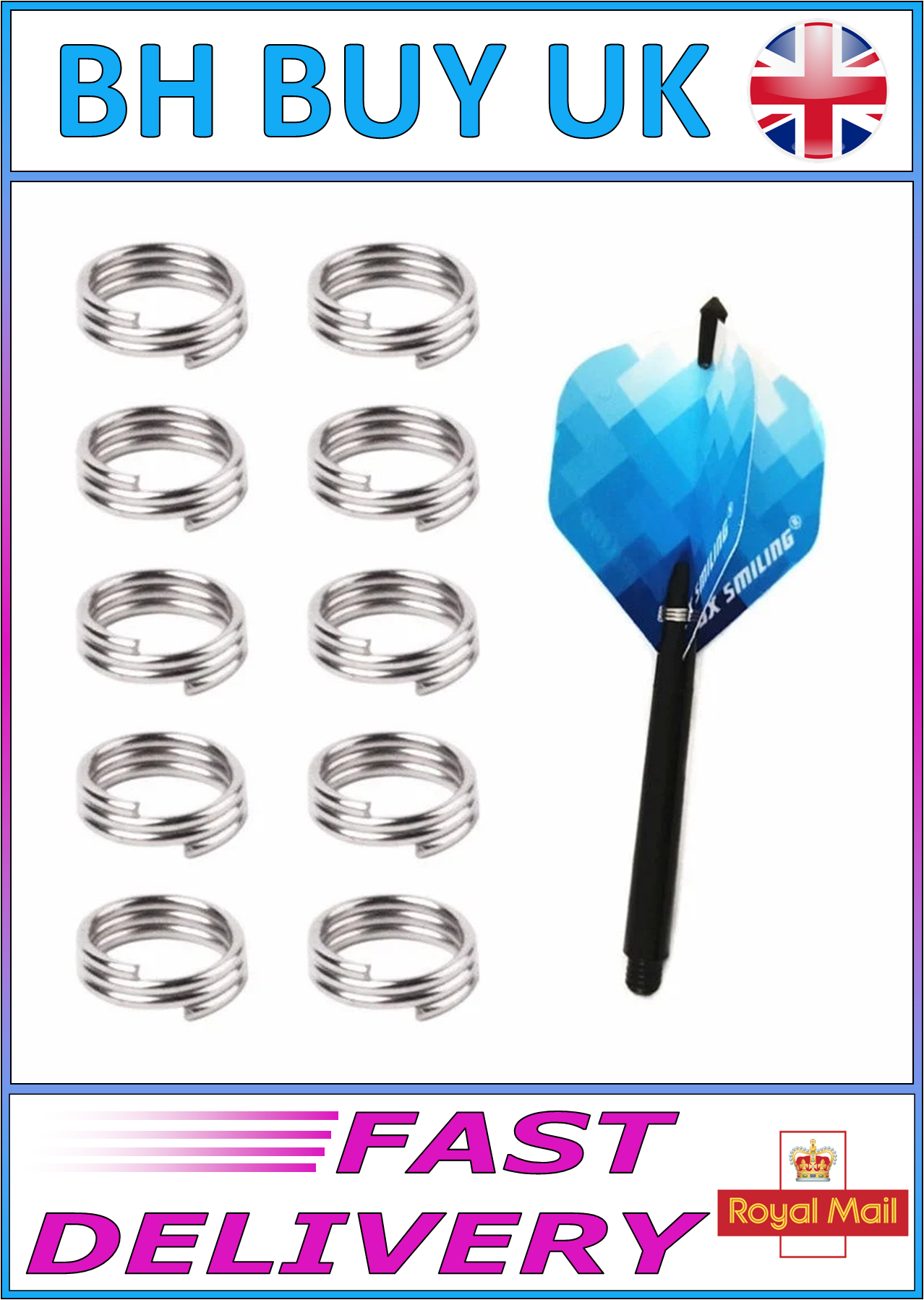 100 x METAL DARTS FLIGHT HOLDER O RINGS
