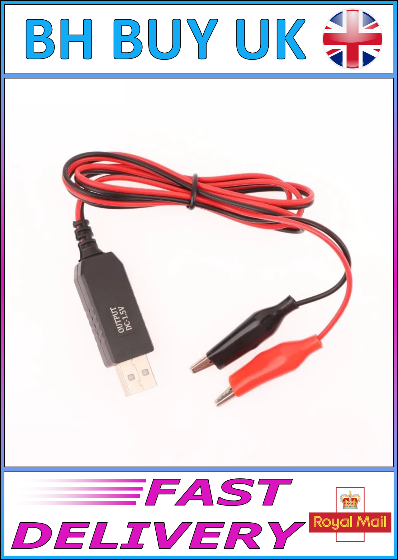 USB - CROCODILE CLIP POWER BOOST CONVERTER 1.5V 3V 6V 9V 12V