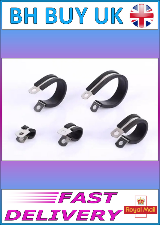 STAINLESS STEEL & RUBBER HOSE PIPE CABLE CLIPS 6 - 40mm