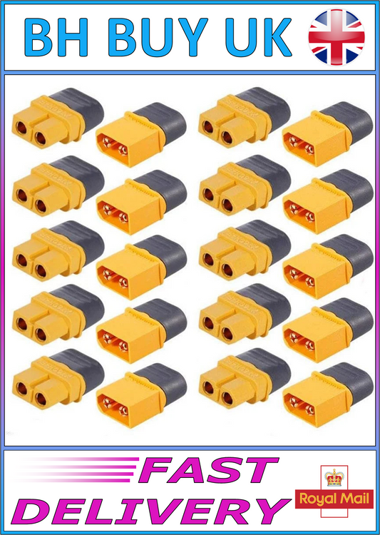 10 x PAIRS XT60H BULLET CONNECTORS WITH SHEATH