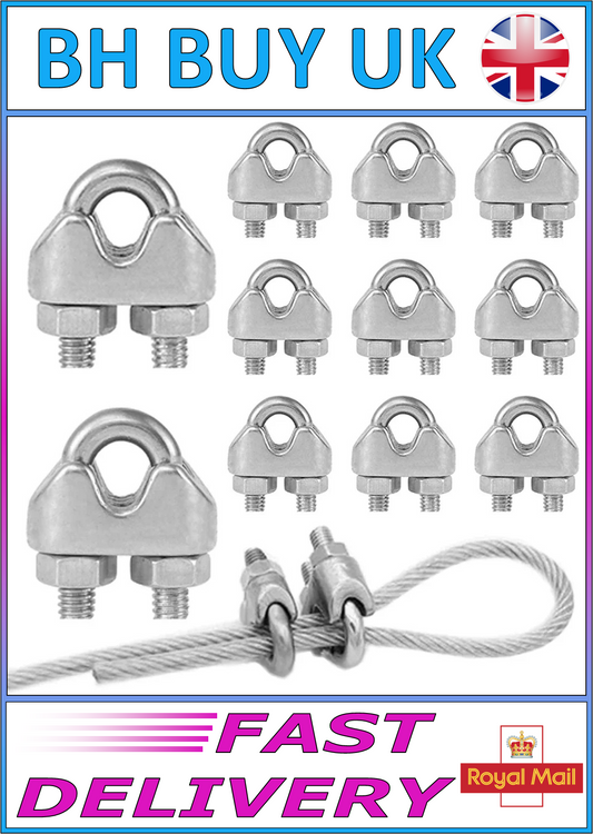 12 x U TYPE M3 STAINLESS STEEL CABLE CLAMPS