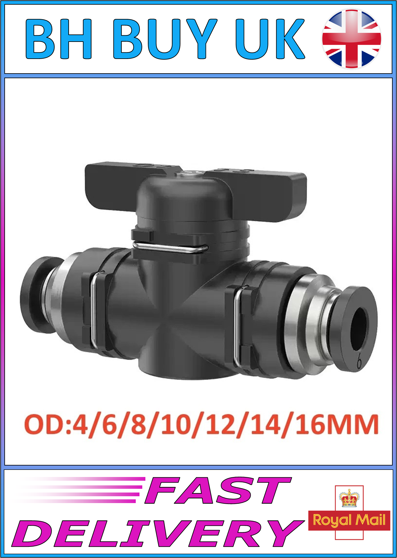 POND / AQUARIUM AIR LINE REDUCING VALVES 4 6 8 10 12 14 16mm REGULATOR TAP PUSH FIT