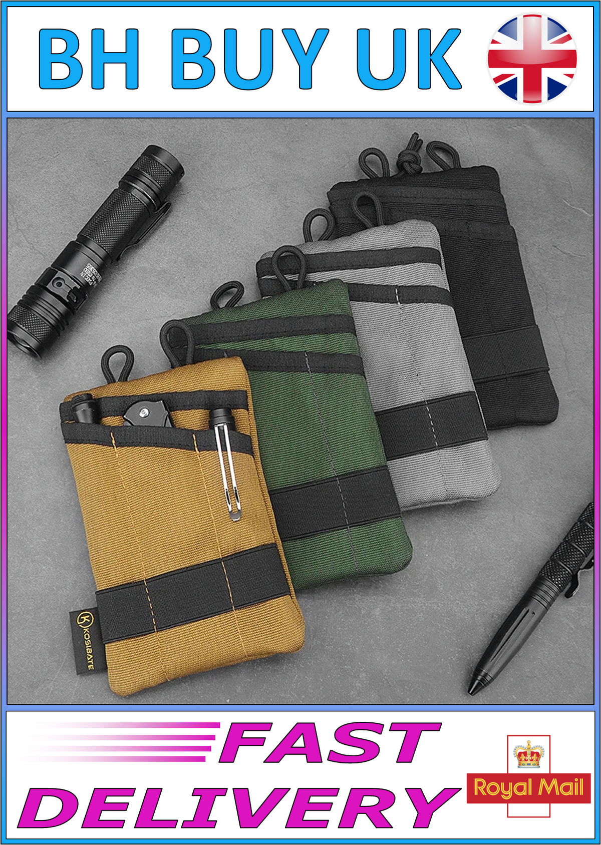 KOSIBATE H250 EDC POUCH MOLLE TACTICAL WALLET NYLON CARD KEY BELT OUTDOOR BAG