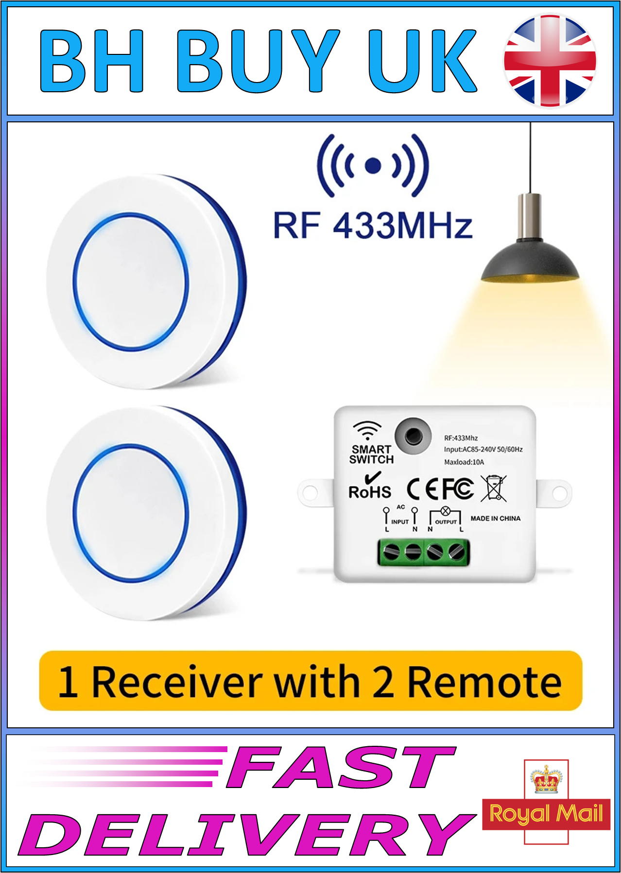 WIRELESS LIGHT SWITCH SET - 2 SWITCHES
