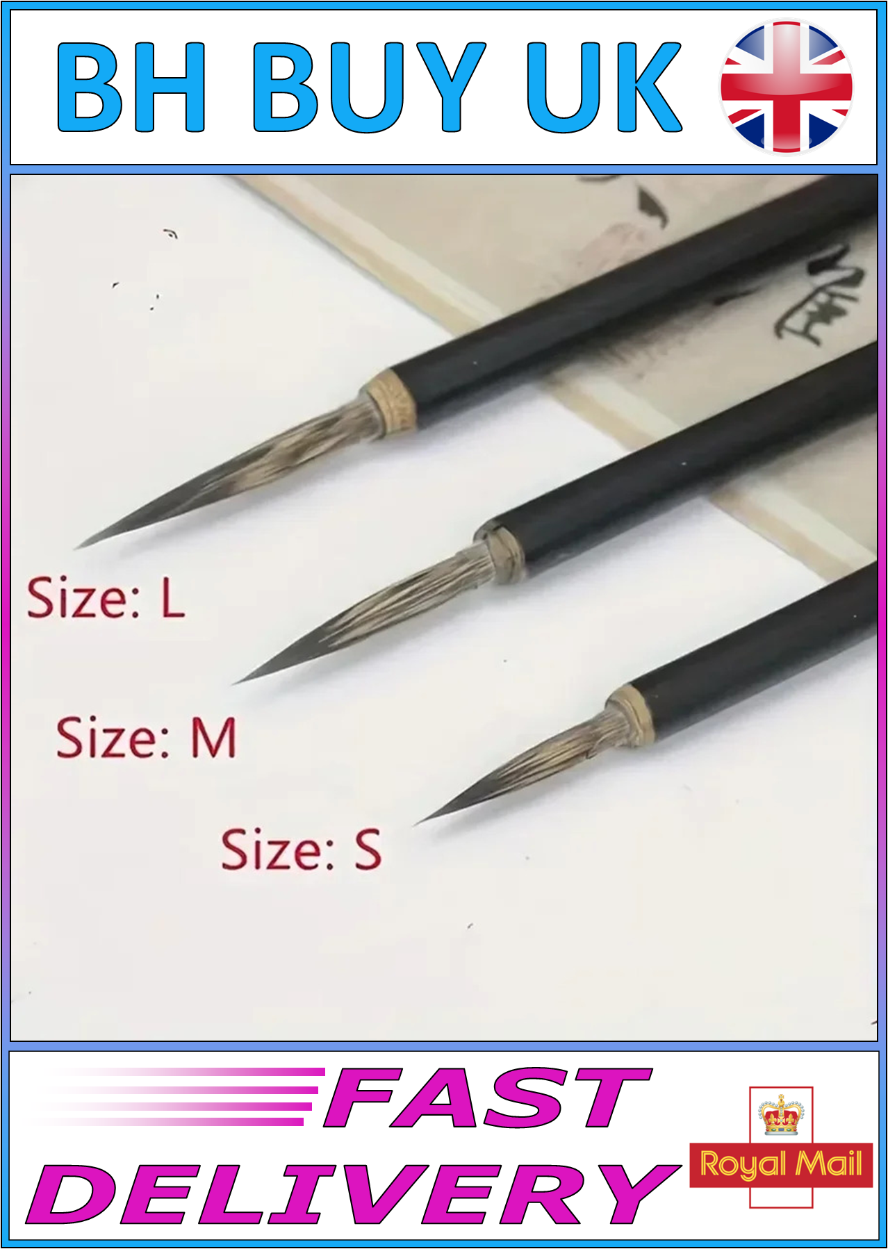 3 x CHINESE CALLIGRAPHY BRUSH SET