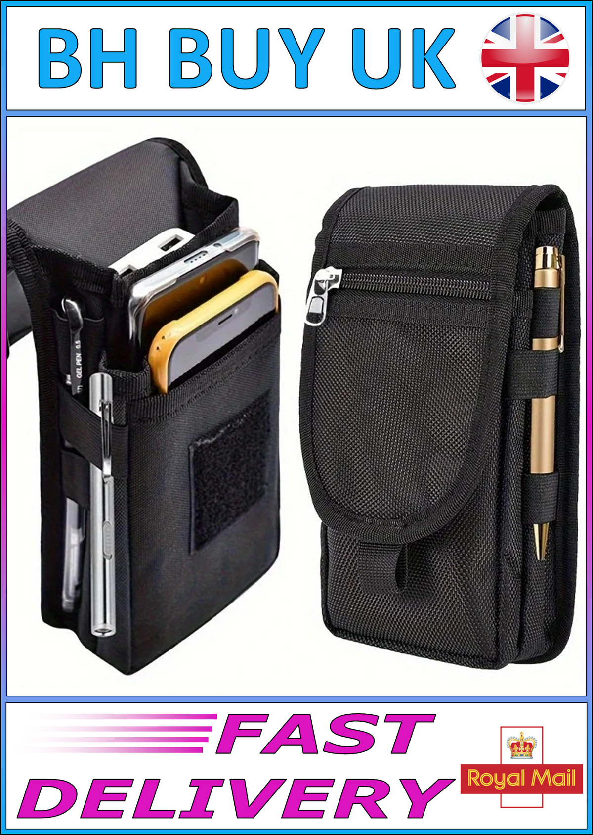 6.3 INCH MOBILE PHONE BAG BELT POUCH NYLON CASE HOLDER FOR IPHONE 16 15 OUTDOOR