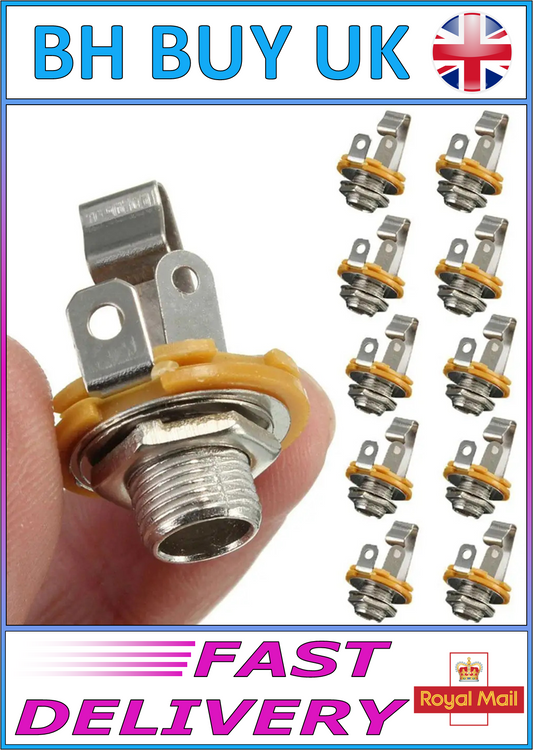 10 x 6.35mm / 6.5mm 1/4" FEMALE STEREO PLUG JACK AUDIO CONNECTOR