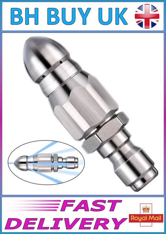 HIGH PRESSURE WATER DRAIN CLEANING NOZZEL 1/4" QUICK CONNECT