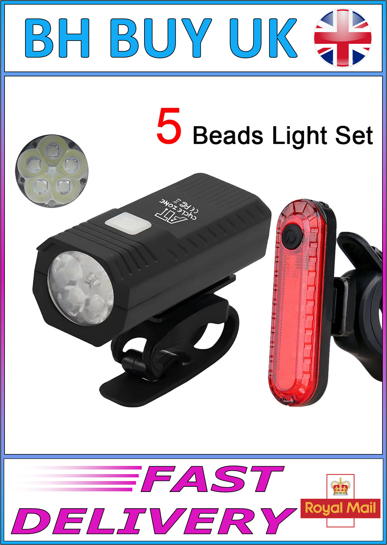 USB RECHARGEABLE LED BIKE LIGHT SET